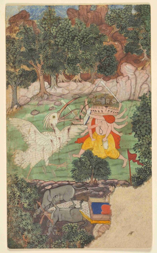 Jatayu vs Ravana, c. 1605, Bundelkhand Region, India, The Cleavland Museum of Art.