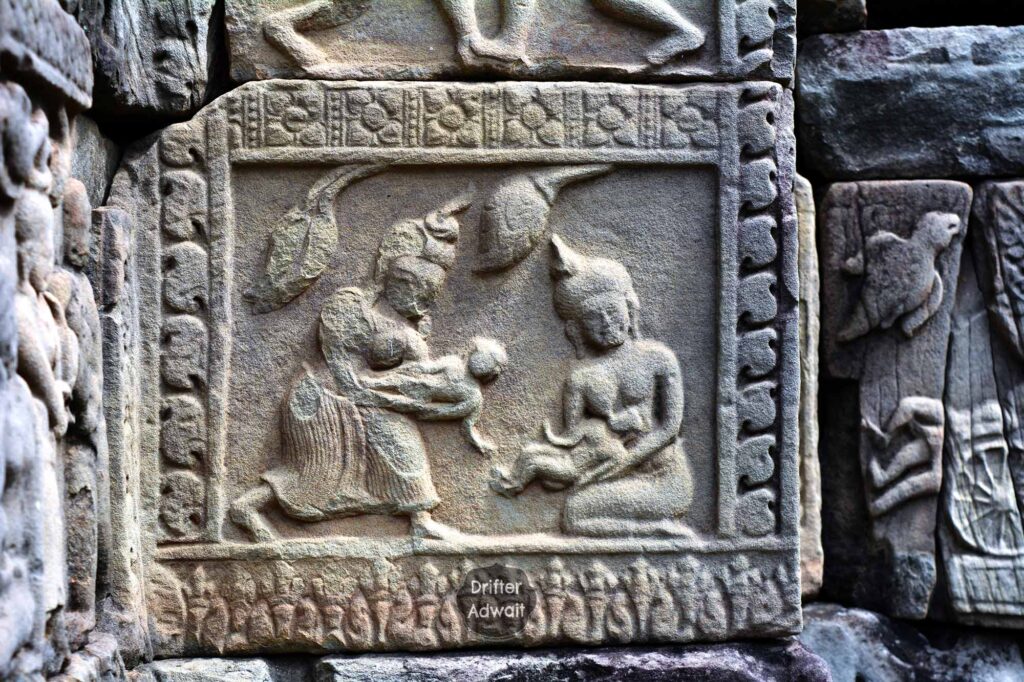 Balaram being transferred from Devaki to Rohini, Baphuon Temple, Cambodia