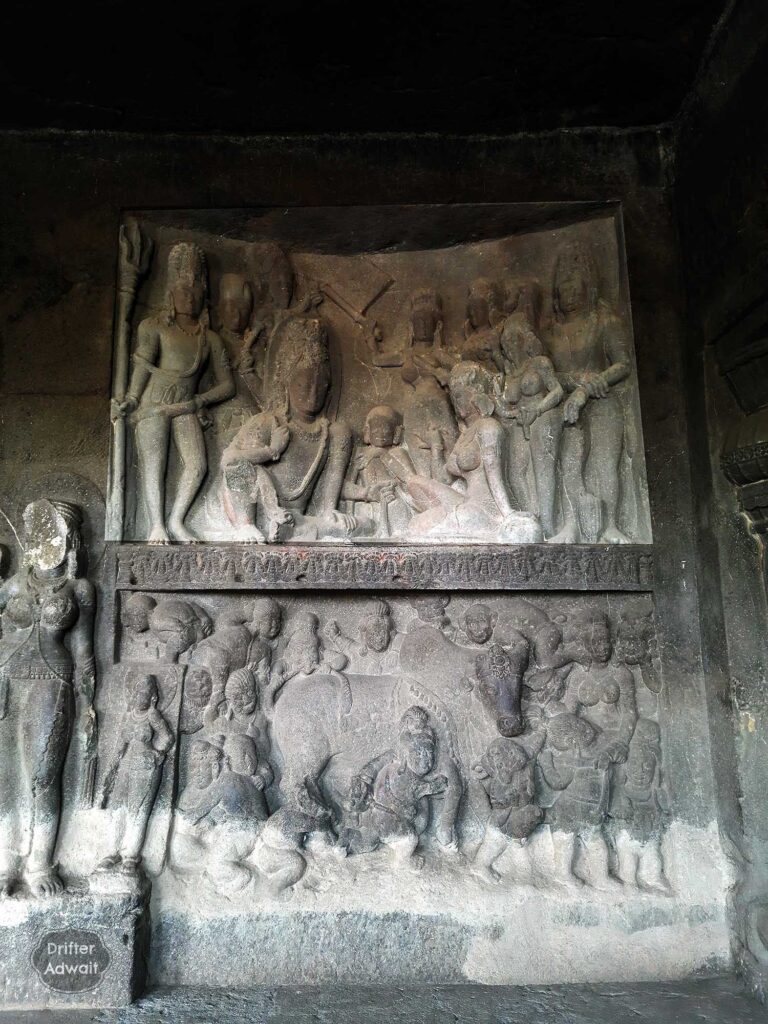 Shiva-Parvati Dice Game, Cave 21 Rameshwar Lene, Ellora