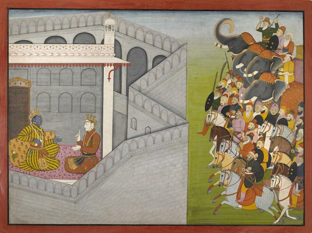 The Siege of Mathura by Jarasandha from the series Guler-Basholi "Bhagavata Purana"
Date: 1769. Museum of Fine Arts, Houston.