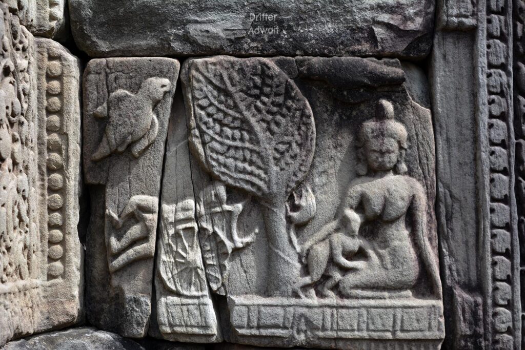 Krishna Slaying Shakatasura, Putana and Bakasura, Baphuon temple, Cambodia