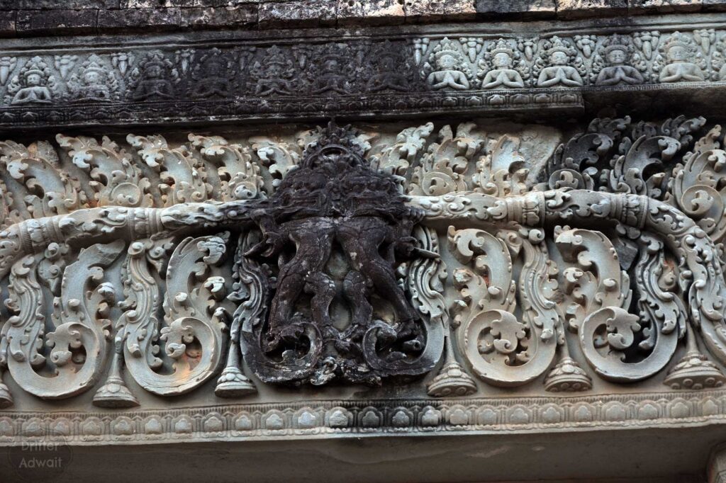 Vyalas holding Nagas, East Mebon, Cambodia