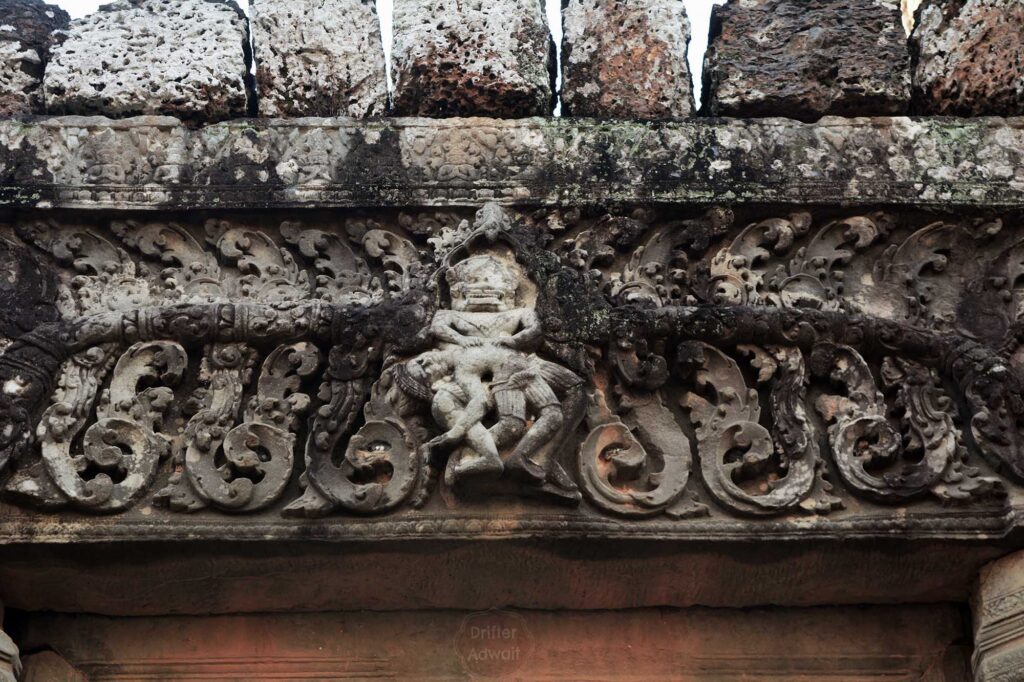 Nrusimha tearing Demon Hiranyakashipu, East Mebon, Cambodia