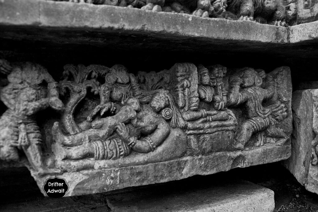 Demon Pootana and Krishna, Kedareshwar Temple, Halebeedu, Karnataka, India
