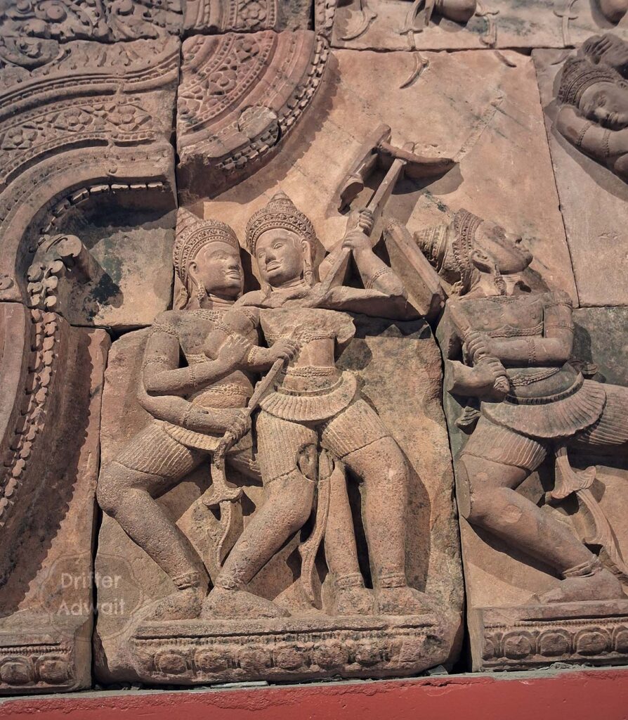 Shri Krishna Trying to stop Balarama, 10th Cantury Cambodia