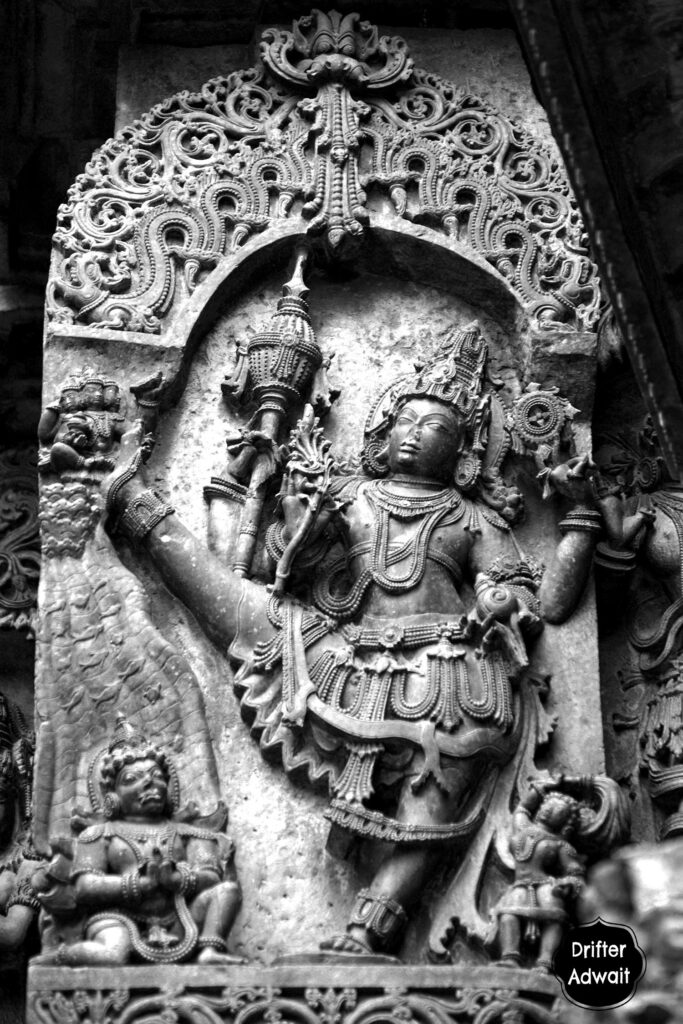 Lord Trivikrama at Hoysaleshwara Temple, Halebeedu, Karnataka, India